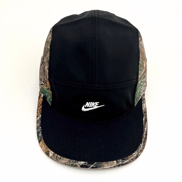 Nike Other - Nike 5 Panel Camp Strapback Hat Cap in Black and Camo Mossyoak